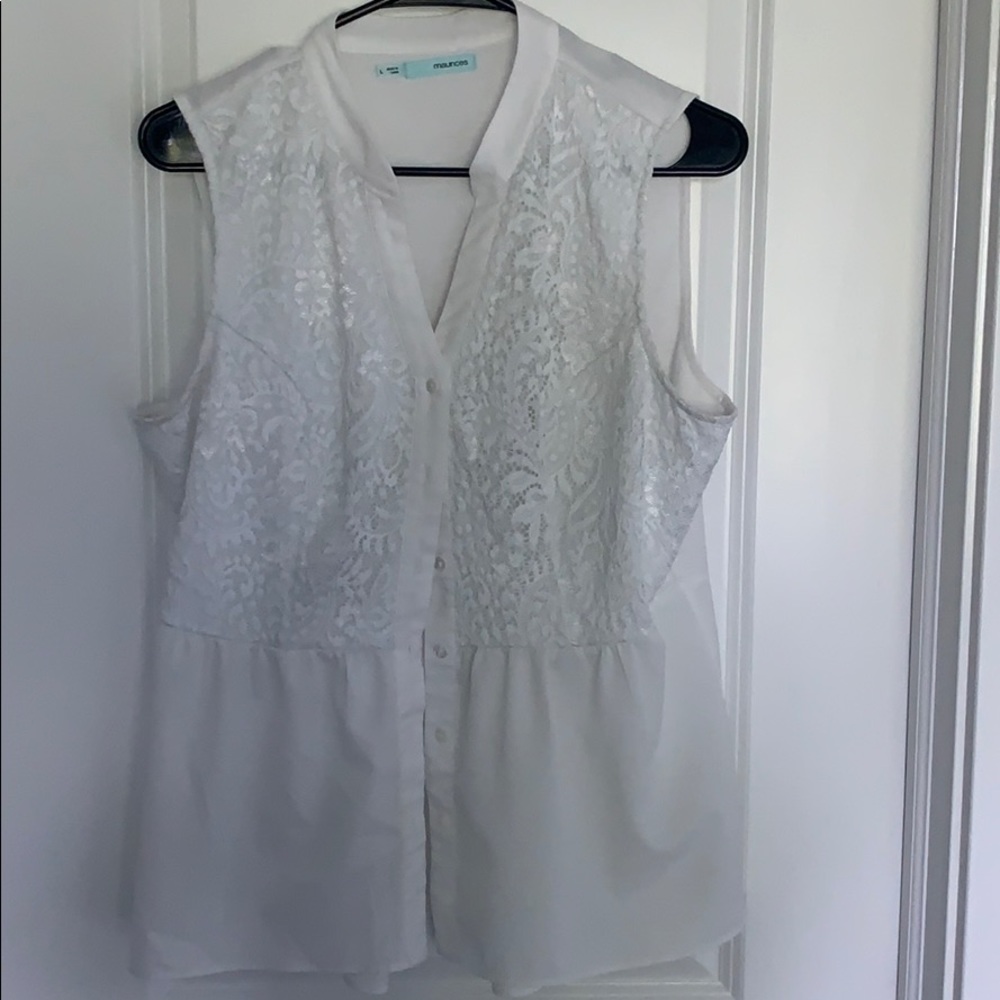 Dressy white button down tank top